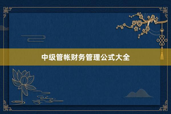 中级管帐财务管理公式大全